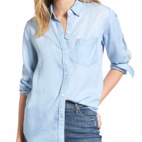 RAILS Light Wash Chambray Button Down Top - Picture 1 of 7